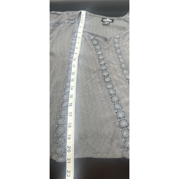 Womens Gray Flutter Sleave Crochet Top Small Peasant Boho Hippie Festival Grunge - Picture 8 of 8